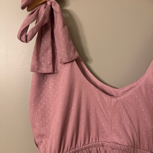 In Loom Dusty Purple Mauve Layered Midi Dress - Picture 6 of 13